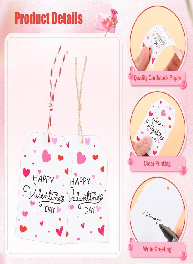 MoDooris 200 Pack Valentine’s Day Gift Tags Happy Valentine's Day Paper Hanging Tags with Red White String & Jute Twine, Heart Gift Wrapping Supplies for Party Favors, Treat Bags, Gifts - Image 3